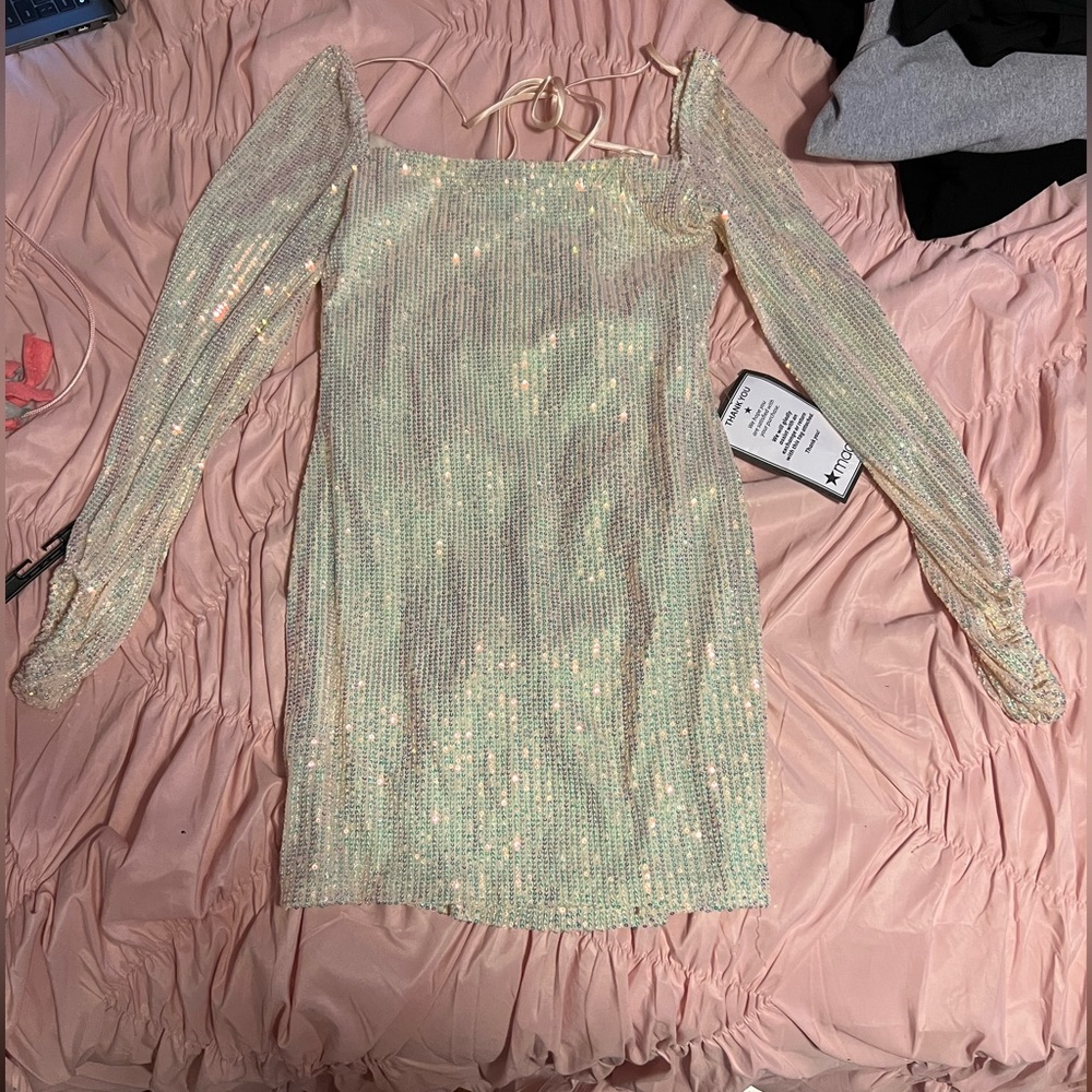 White Sparkly Semi Formal Dress